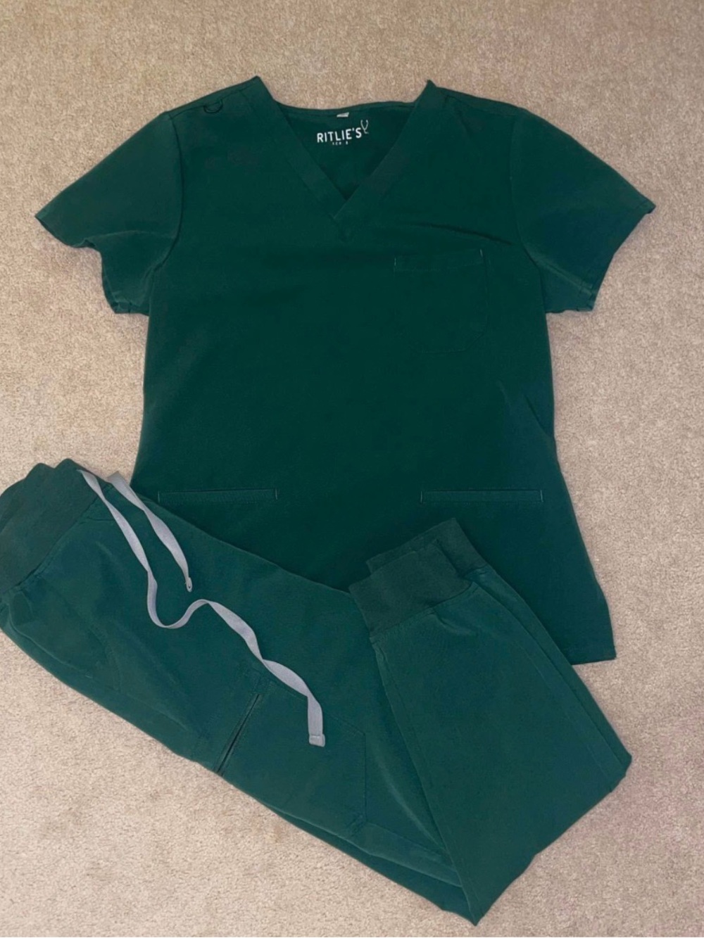 Figs Women's Dark Green V-Neck Scrub Top